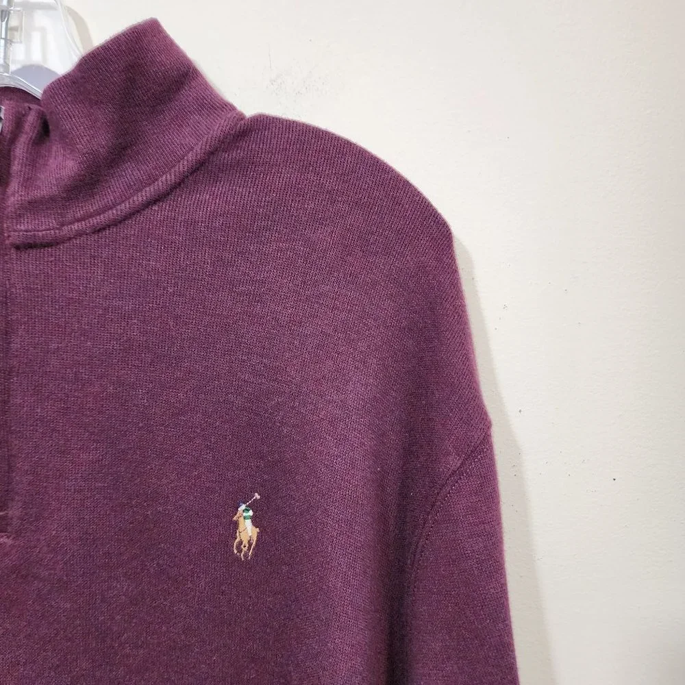 Polo Ralph Lauren 1/4 zip‎ long sleeve burgundy pullover shirt men's size XL